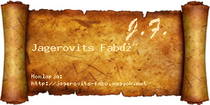 Jagerovits Fabó névjegykártya